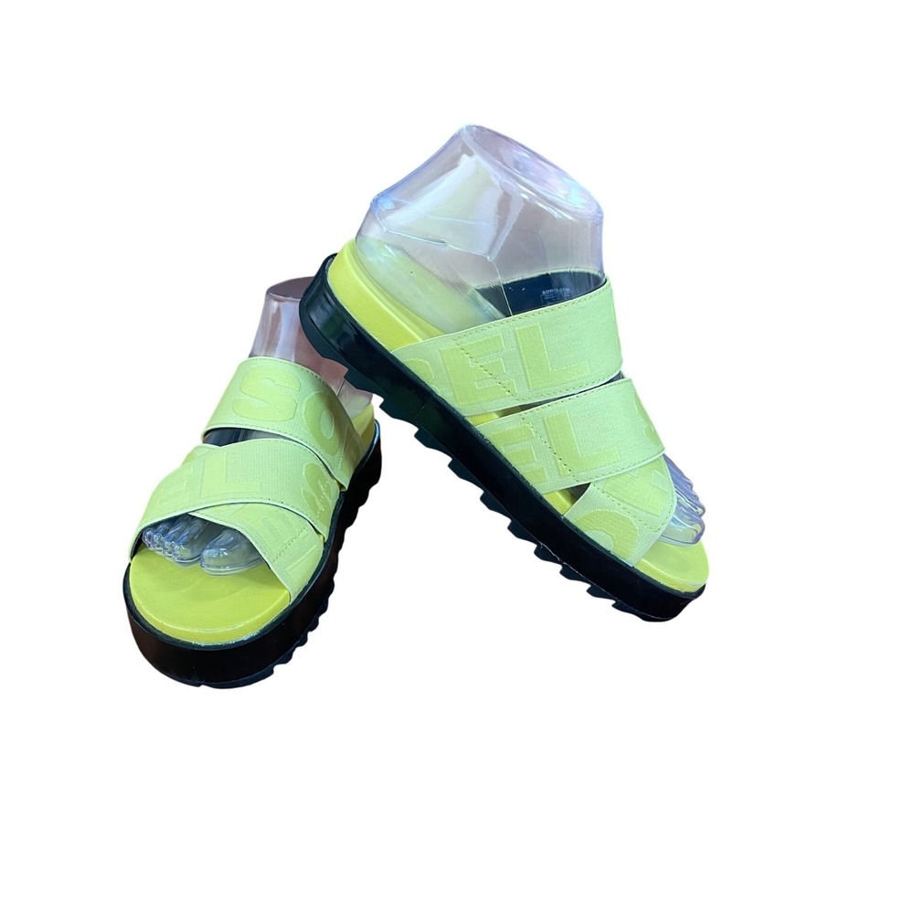 Sorel Roaming Multi Strap Slide Signal Yellow Black Platform Sandals 6.5sz
